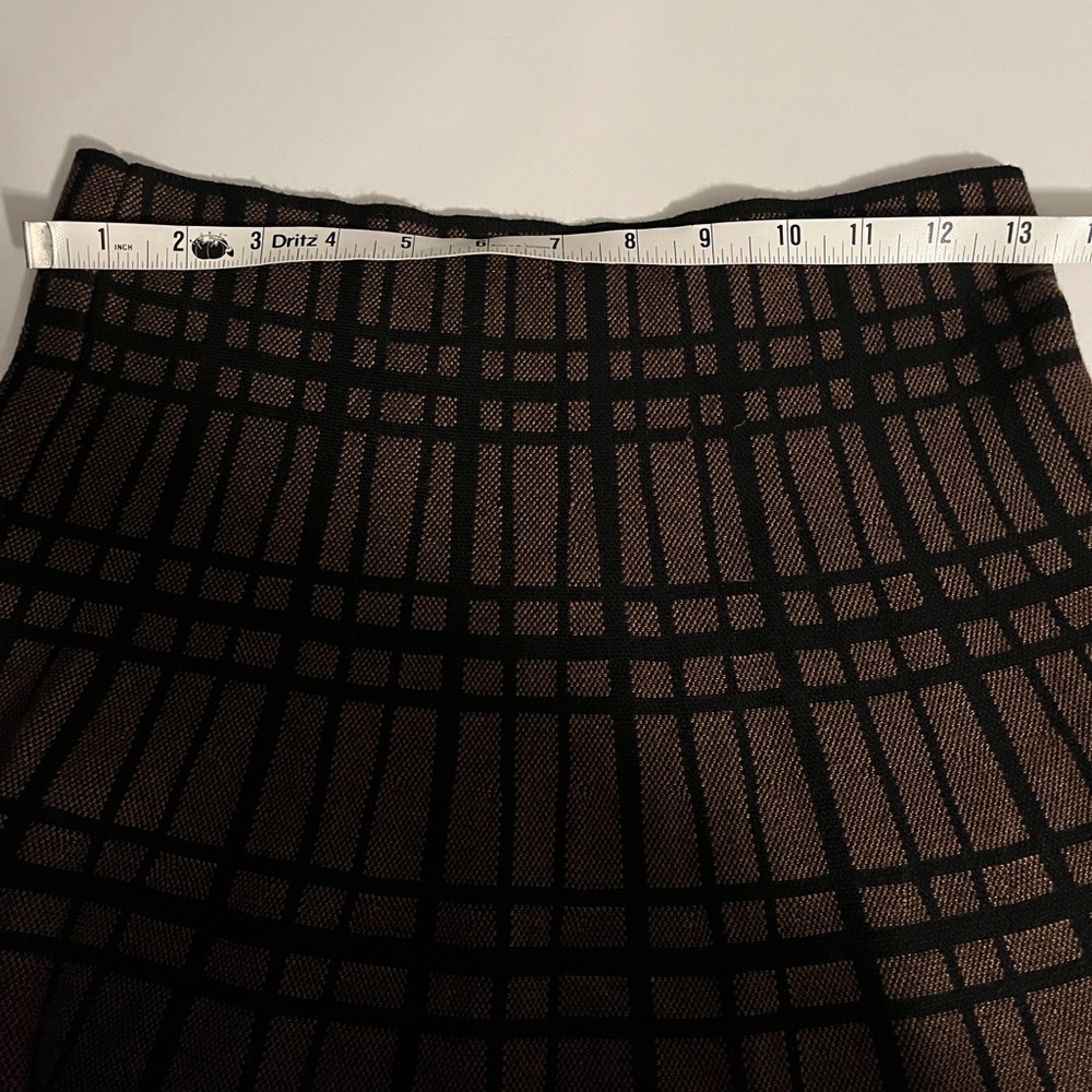 Max Studio Checkered Skater Skirt in Brown and Black - Picture 8 of 8